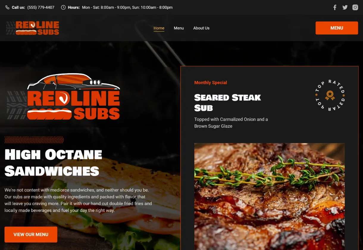 sub shop website